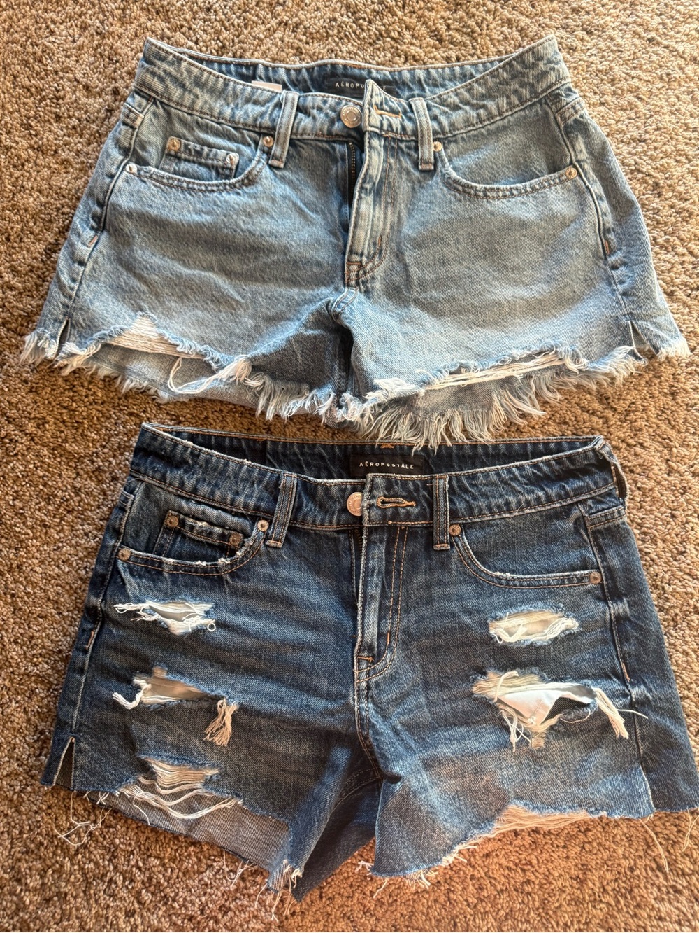 Aeropostale Women's Denim Cutoff Shorts Duo - Light Blue & Dark Blue